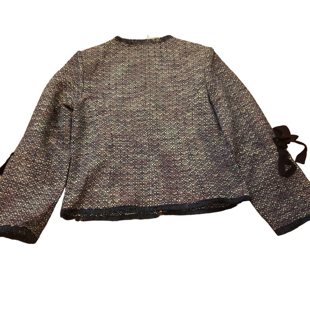 Tyler Boe boucle navy blue jacket with bow size medium - Picture 4 of 6